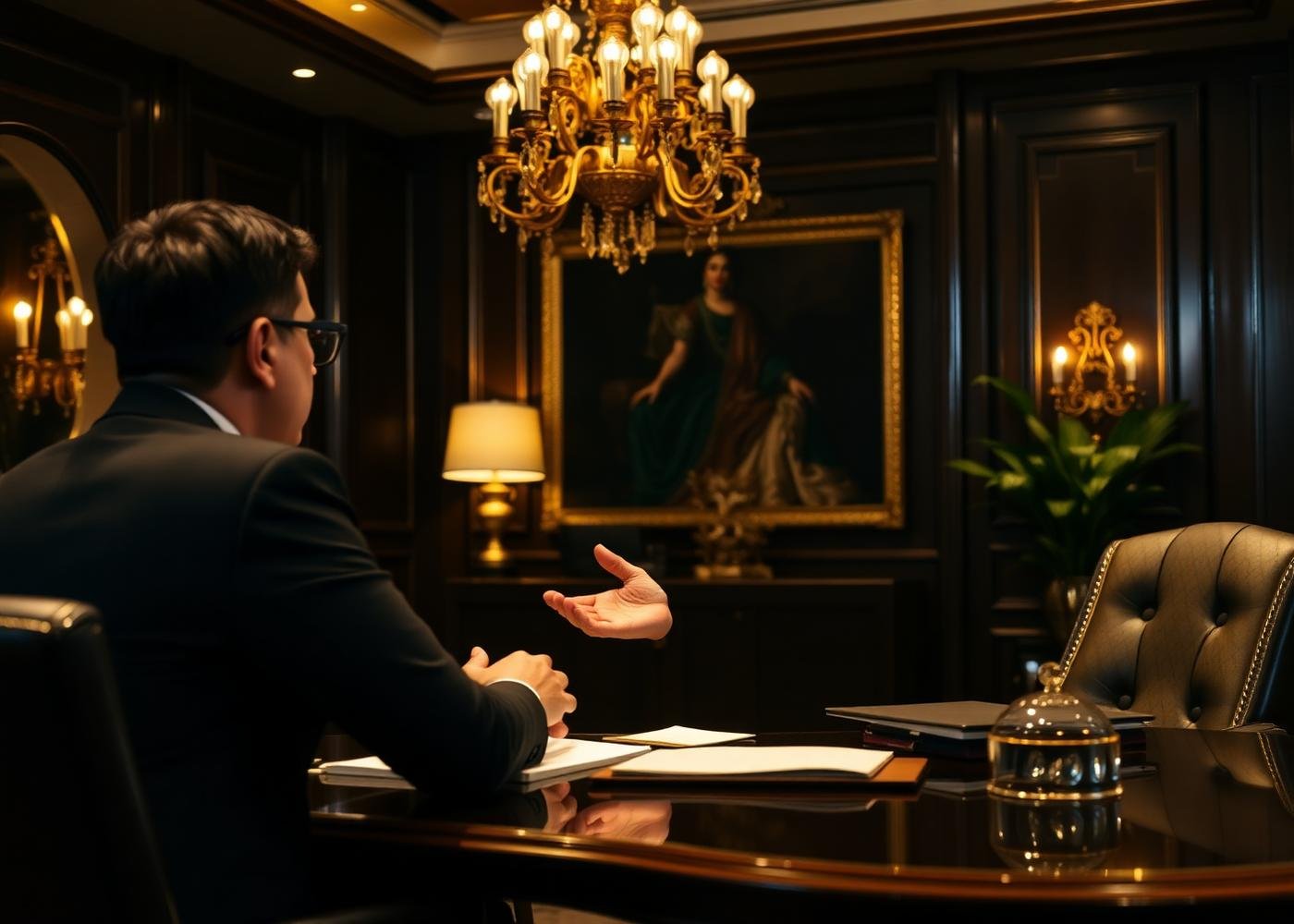 A property lawyer in Chennai advising a client at the chambers